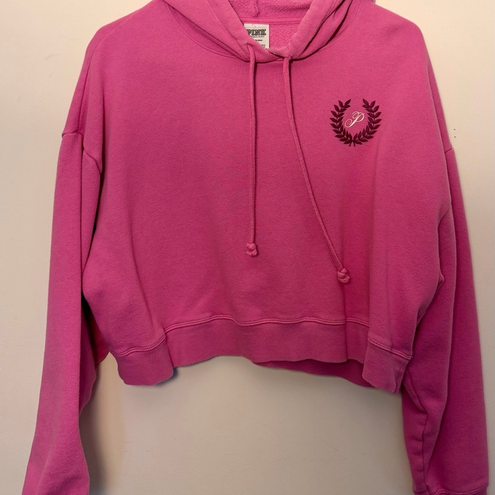 PINK Victoria's Secret Fuchsia Cropped Hoodie